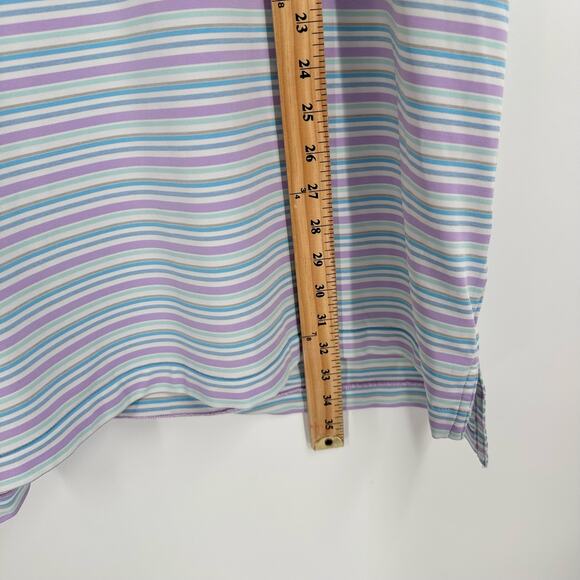 Peter Millar Southern Comfort Polo Men’s XXL Striped Golf Athletic Purple Blue - Picture 6 of 10